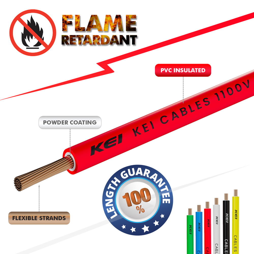 Kei Homecab 180 Meter 1 Core Copper Flame Retardant House Wire PVC Insulated Cable for Domestic & Industrial Wiring