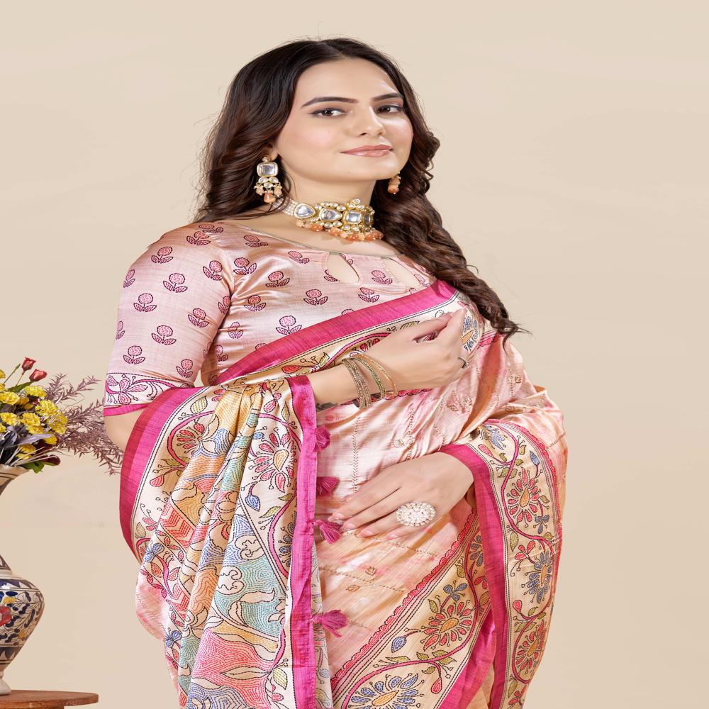  Floral Art Silk Saree
