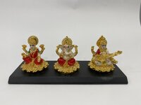 gold plated  Pearl Finish Ganesh Laxmi Saraswati