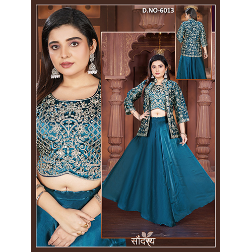6013 Indo Western Crop Top Set