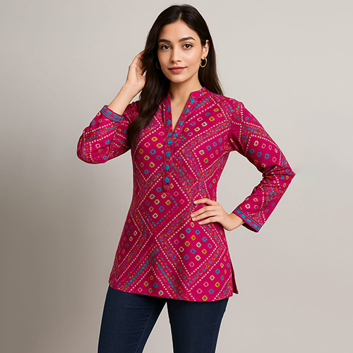Ladies Bandhani Short Kurti