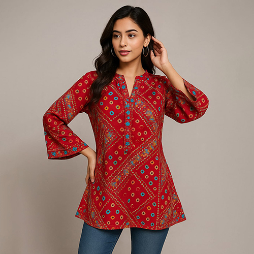 Fancy Bandhani Short Kurti