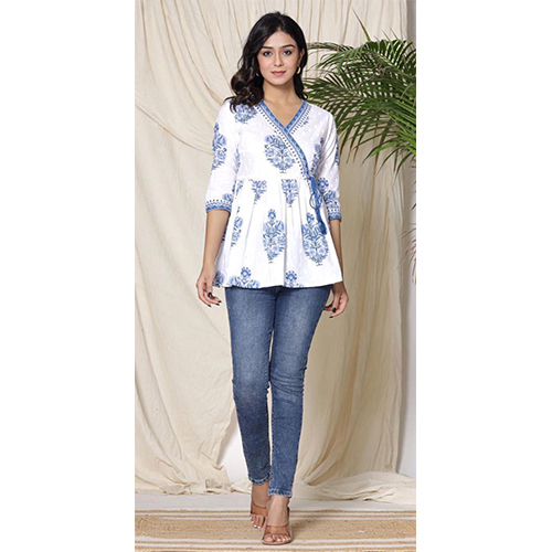 Ladies Cotton Printed Top - Color: Different Available