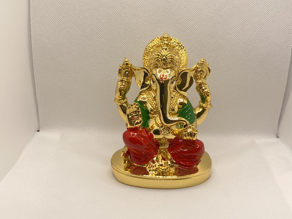 Gold Plated Ganesh Statue - Dimension (L*w*h): 4x3x3.5 Inch (In)