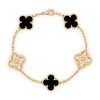Floral Harmony Lab Grown Diamond Charm Bracelet in 18K Yellow Gold