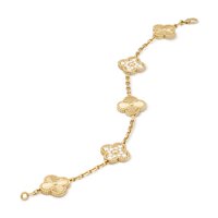 Floral Harmony Lab Grown Diamond Charm Bracelet in 18K Yellow Gold
