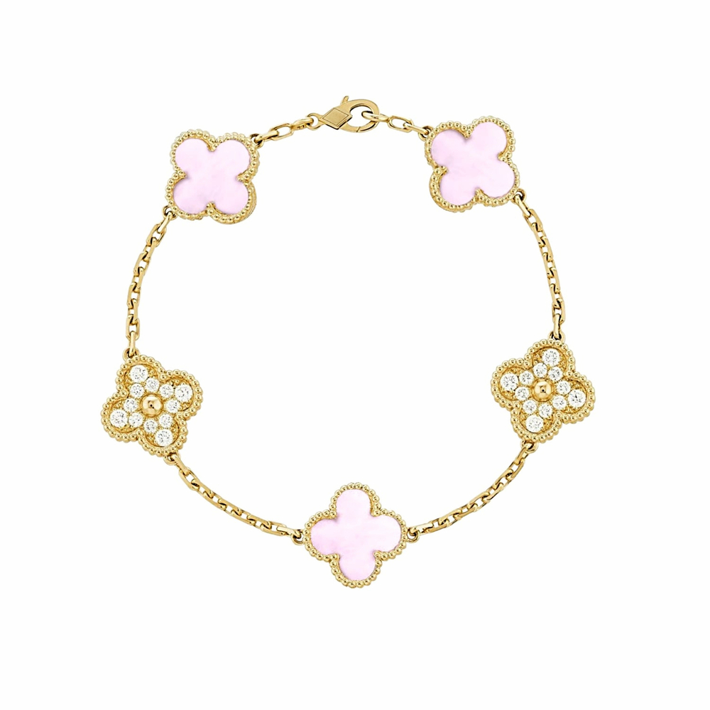 Floral Harmony Lab Grown Diamond Charm Bracelet in 18K Yellow Gold