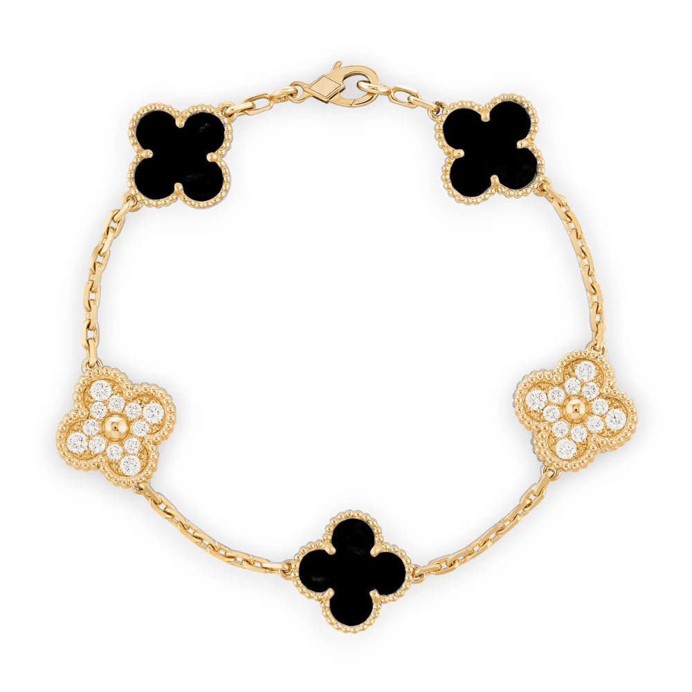 Floral Harmony Lab Grown Diamond Charm Bracelet in 18K Yellow Gold