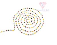 Natural Multi Gemstone Rondelle Shape Gold Plated Beaded Rosary Chain