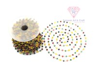 Natural Multi Gemstone Rondelle Shape Gold Plated Beaded Rosary Chain