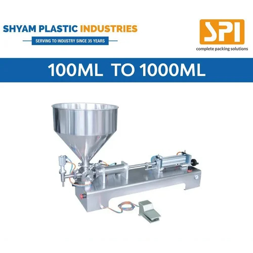100 Ml To 1000 Ml Single Head Paste Filling Table Top - Stainless Steel, Approx. 60x30x20 cm , Filling Range 100-1000 ml, 10 L Hopper Capacity, 10/min Production Speed