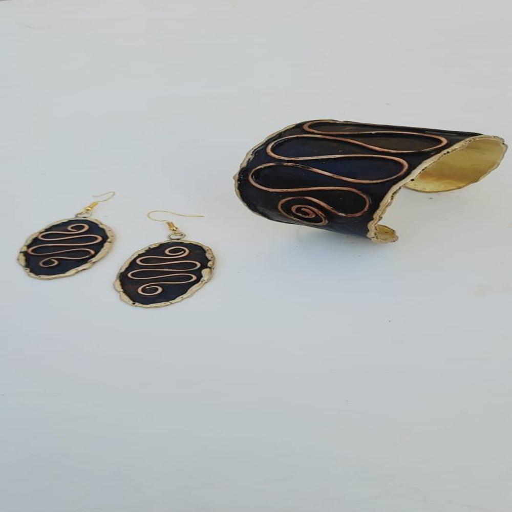 brass bangle and earring