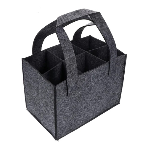6 Bottle Carrier Bag Portable Travel Bag With Handle - Color: Dark Grey