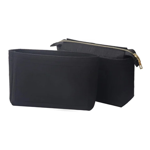 Felt Purse Organizer Storage Purse Divider With Zipper - Color: Black