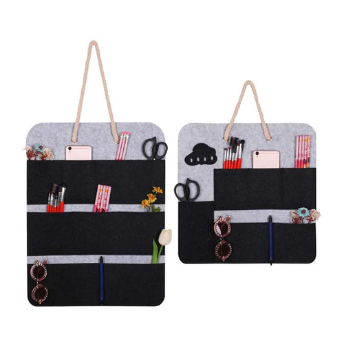 Felt Fabric Wall Hanging Storage Pockets Organizer Combo Pack Of 2 - Color: Grey