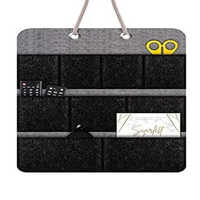 Felt Fabric Wall Hanging Storage Pockets Organizer For Essentials - Color: Black & Grey