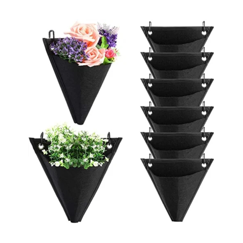 Cone Shape Hanging Planter - Color: Black