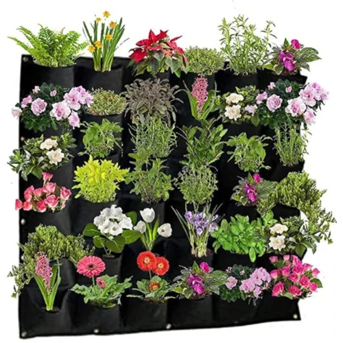 Black Geotextile Vertical Hanging Outdoor Wall Planter - Color: Available In All Colors