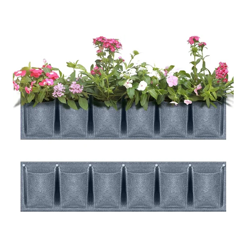 Grey Fabric Vertical Garden Planter - Color: Grey&Black