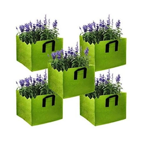 Square Geo Fabric Grow Bag - Color: Green