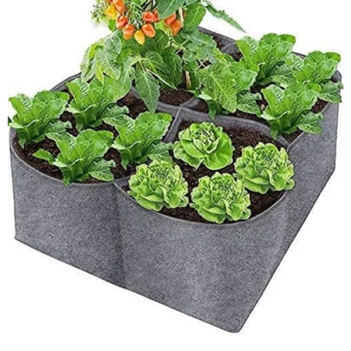 Grid Geo Fabric Grow Bag - Color: Grey