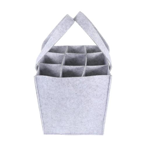 9 Bottle Carrier Bag Portable Travel Bag With Handle - Color: Grey