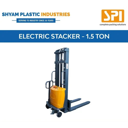 3 Mtr 1.5 Ton Semi Electric Stacker - Color: Yellow And Gray