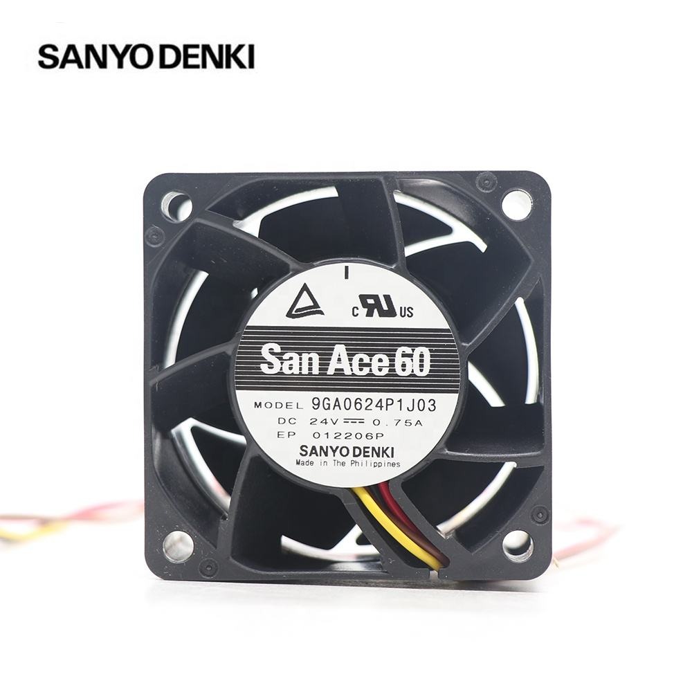 Sanyo Compact Fan 9ga0624p1j03 60x60x38mm 24v Dc 18w 0.75a 62cfm 17500rpm Ball Bearing Axial Cooling Fan For Printing Industry - Color: Black