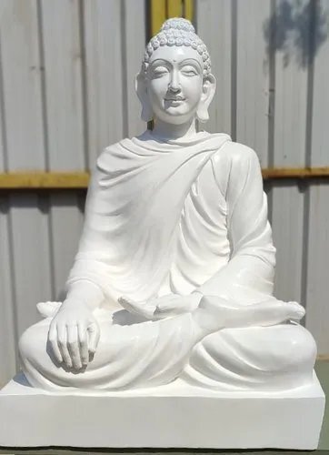 Frp Meditation Buddha Statue - Color: White