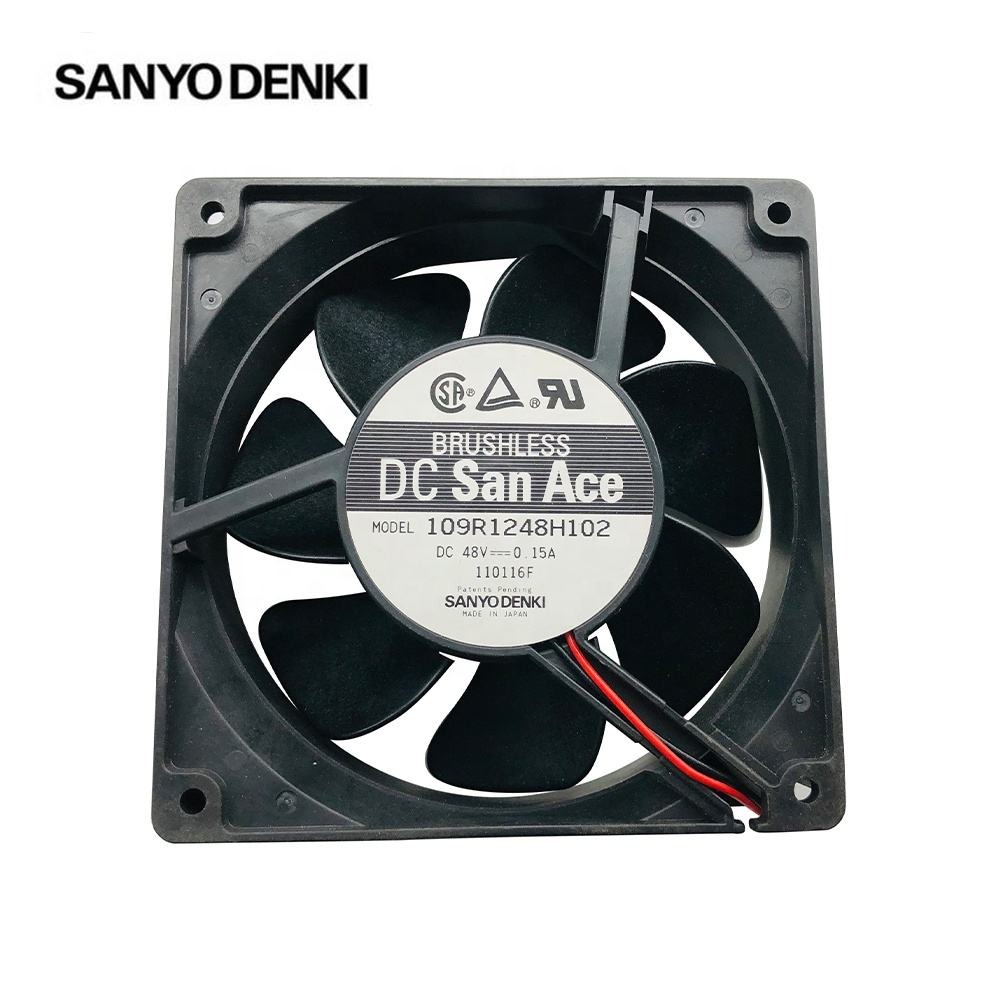 Sanyo 109R1248H102 48V DC 0.15A 12cm 120x120x38mm 12038 2 Wires Ball Bearing Server Inverter Cabinet Axial Cooling Fan