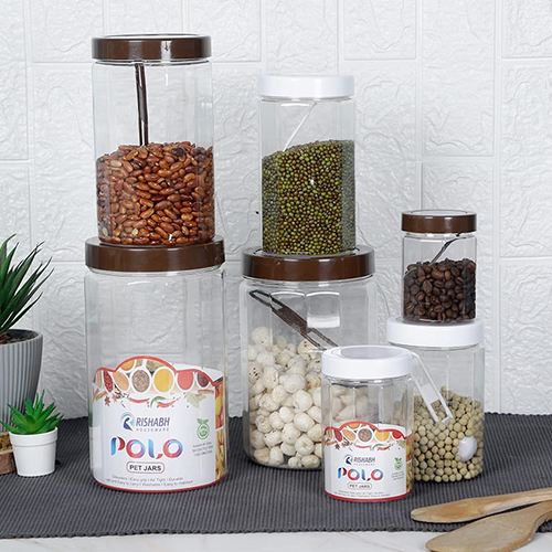 Polo Pet Jar With Plastic See Through Caps - Color: Transparent