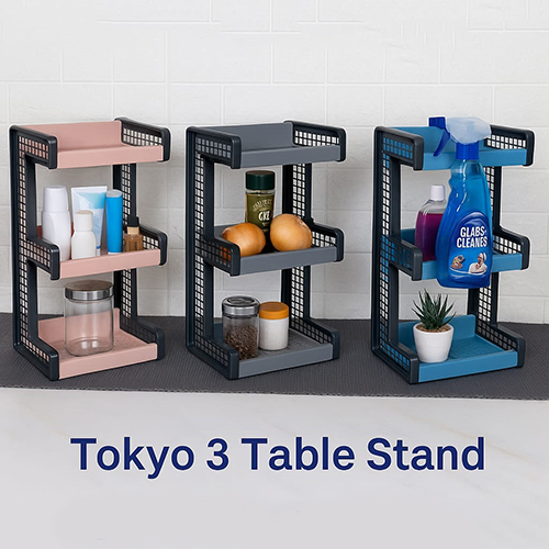 Tokyo 3 Table Stand Rack - Color: Multicolor