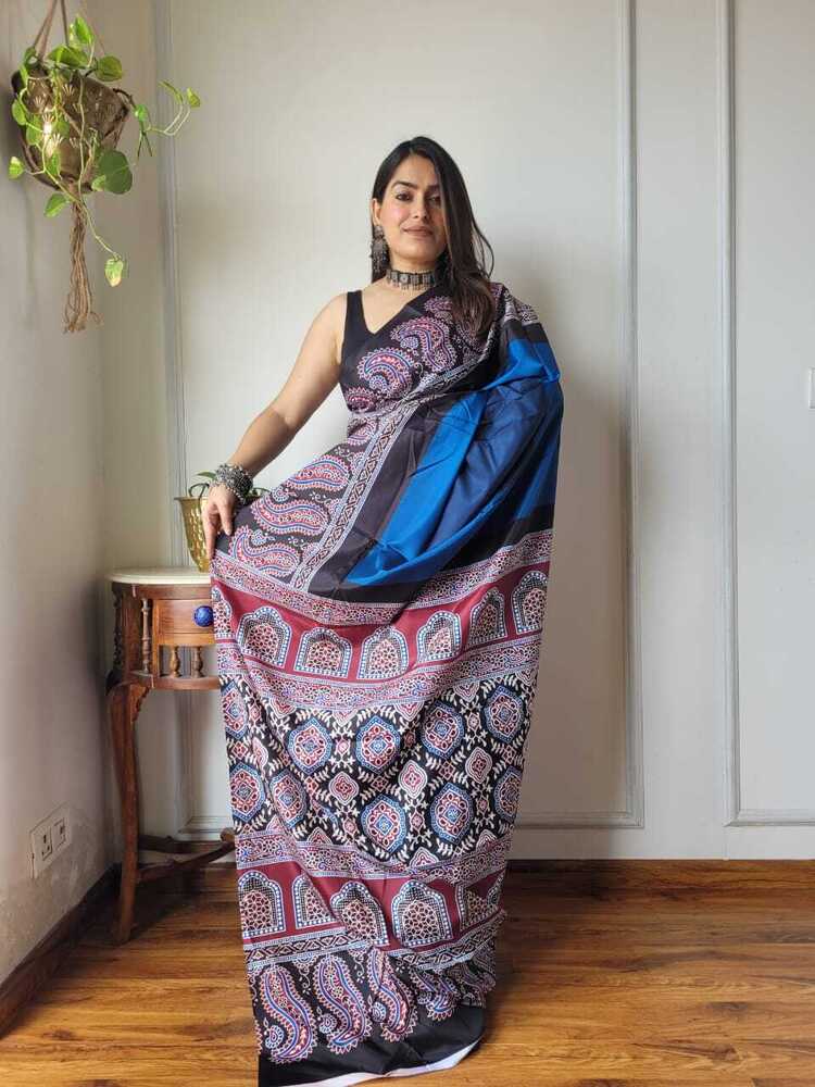 AJRAKH DIGITAL PRINTED SAREES