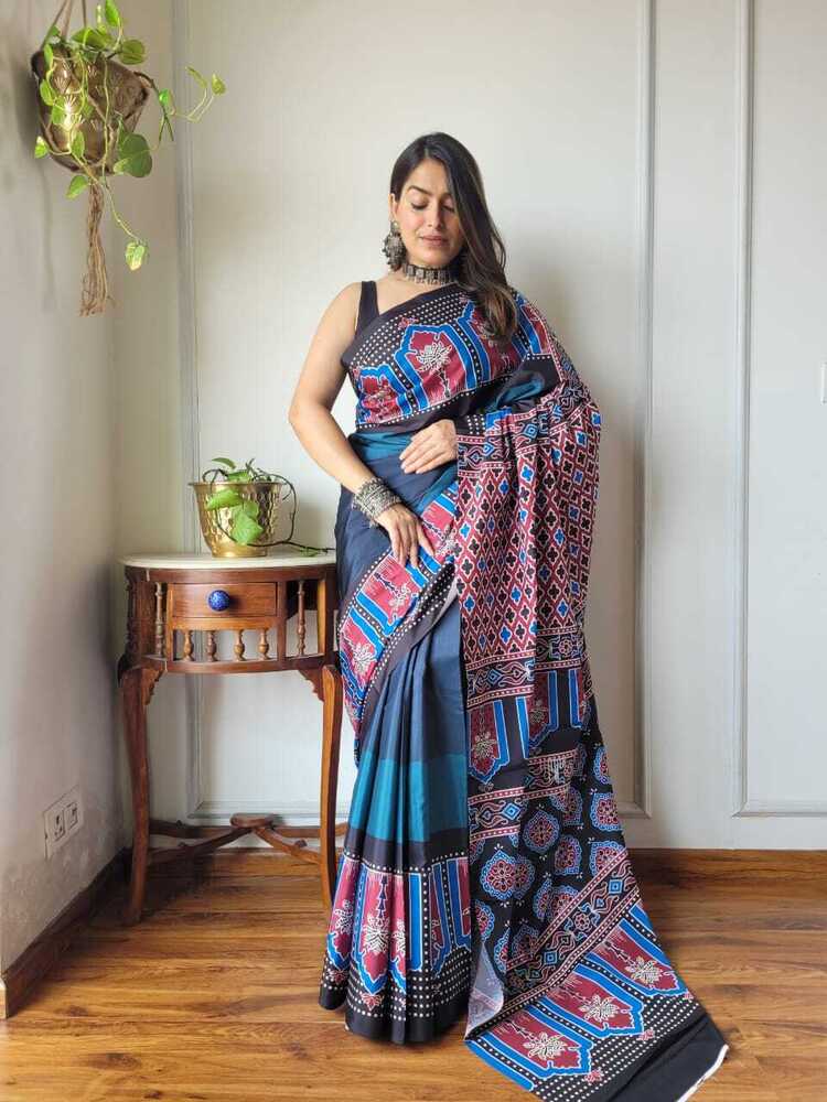 AJRAKH DIGITAL PRINTED SAREES