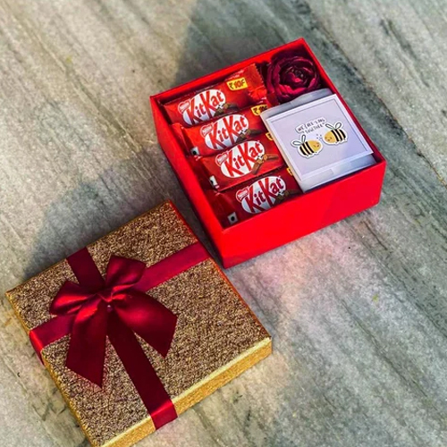 Square Rigid Gift Box - Color: Red