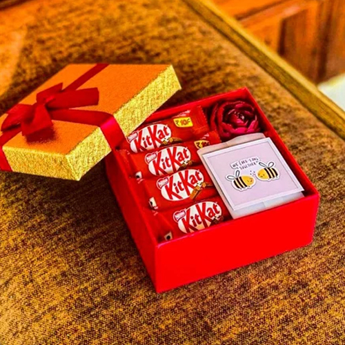 Square Rigid Gift Box - Color: Red