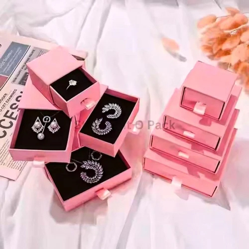 Plain Slider Drawer Jewelry Box - Color: Pink