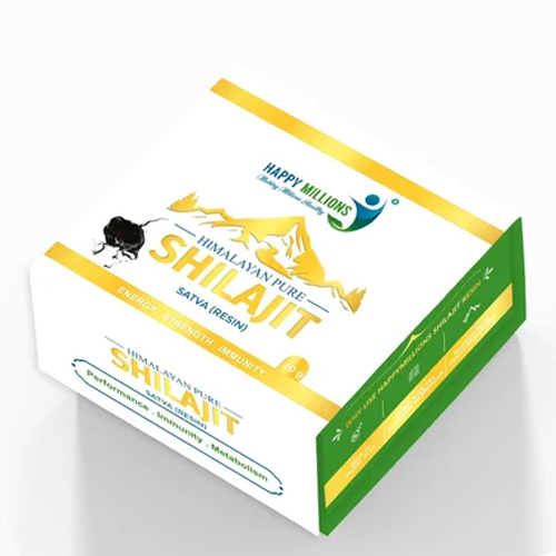 Shilajit Packaging Rigid Box - Finishing: Glossy Lamination