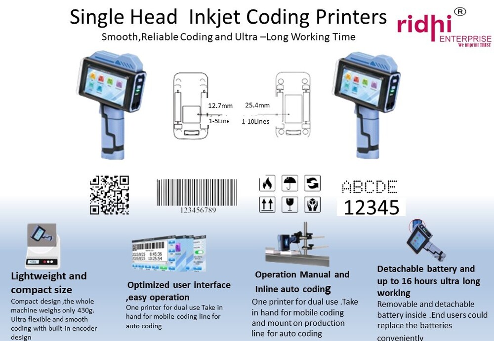 Bentsai Hanheld Inkjet Printer 12.7mm - Automatic Grade: Semi-automatic