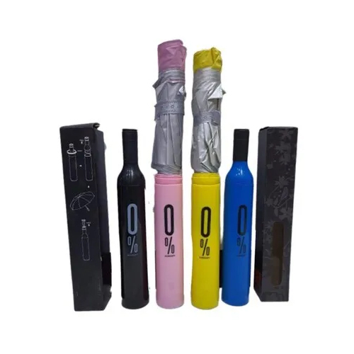 Manual 3 Fold Bottle Mini Umbrella - Color: Multicolor