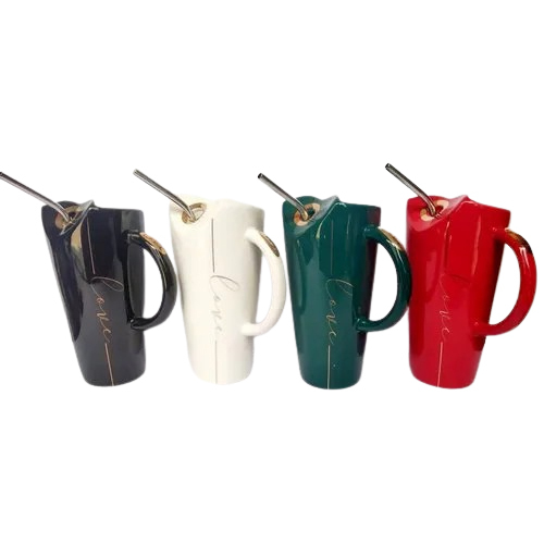 Ceramic Mug With Stainless Steel Straw - Color: Multicolor