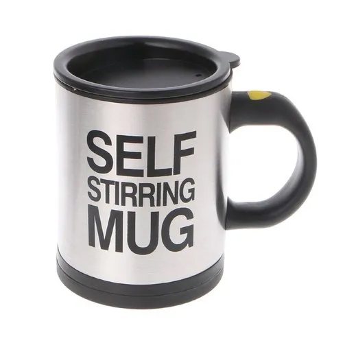 320Ml Self Stirring Mug - Color: Silver And Black
