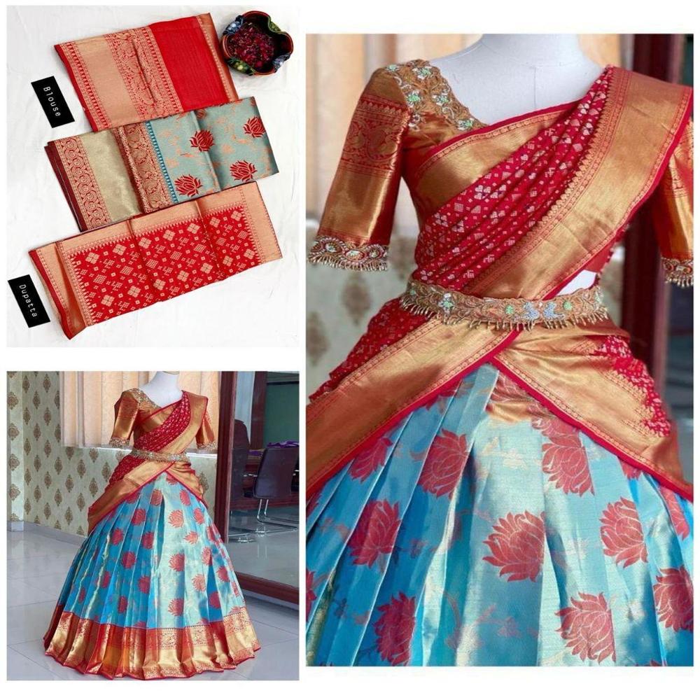 Kanjivaram Style Lehenga - Bust Size: 32 Inch (In)
