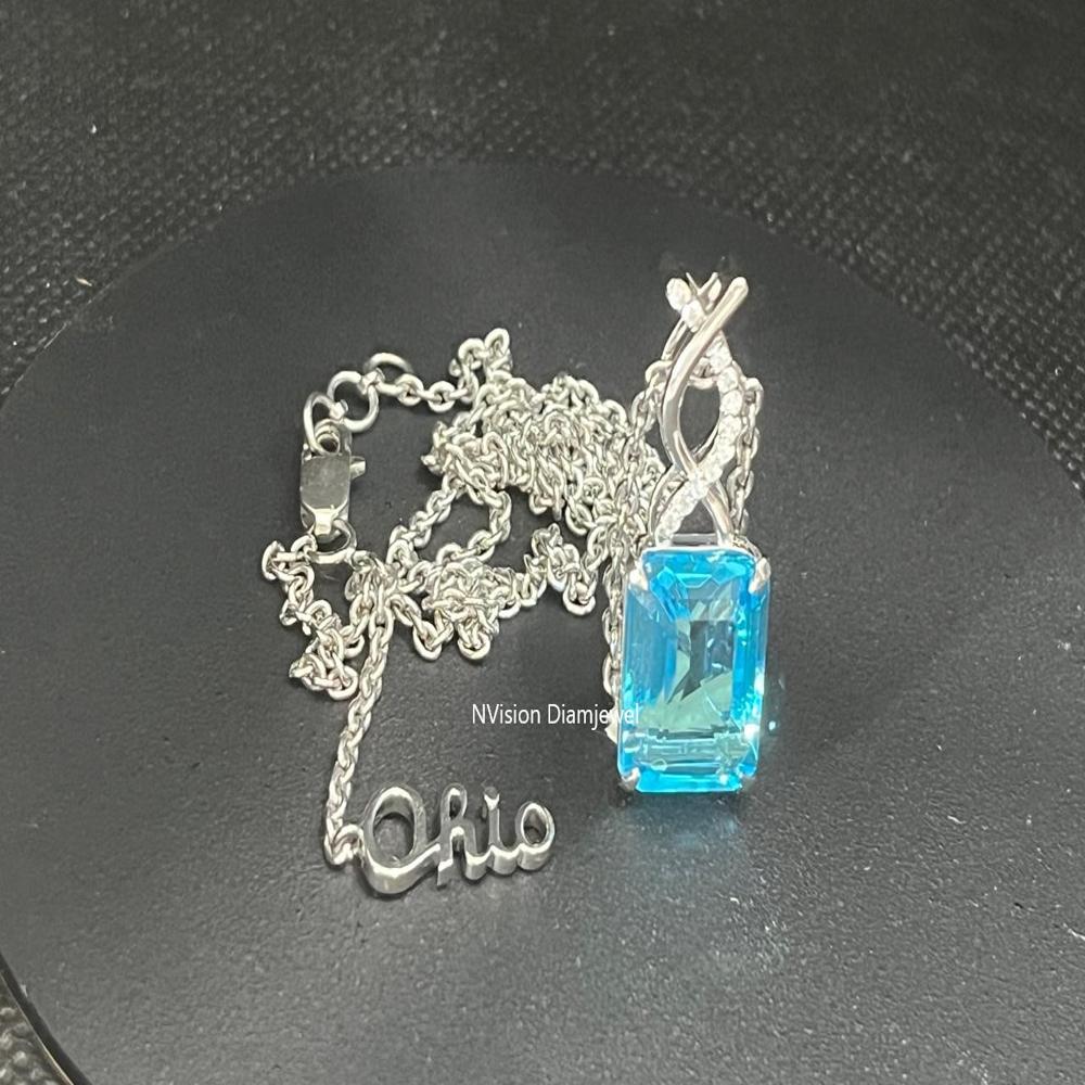 White Gold Twilight Chic Blue Radiance Chain Pendant