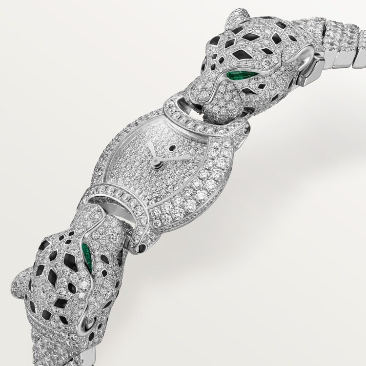 Luxury Emerald-Eyed and Round cut Moissanite Panther Watch