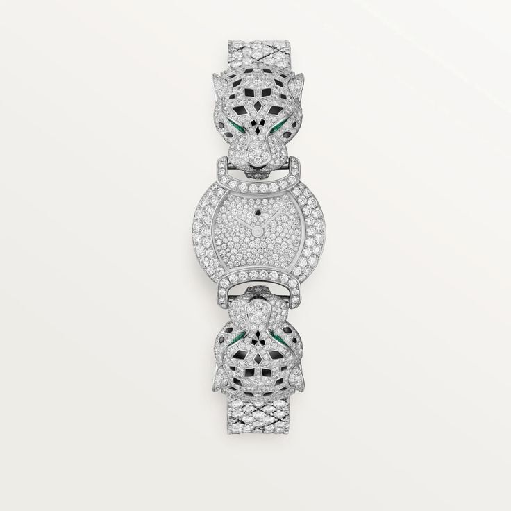 Luxury Emerald-Eyed and Round cut Moissanite Panther Watch