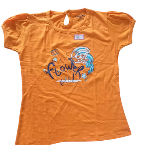 G-670Med Orange Color Printed T Shirt - Age Group: 0 To 5 Yrs.
