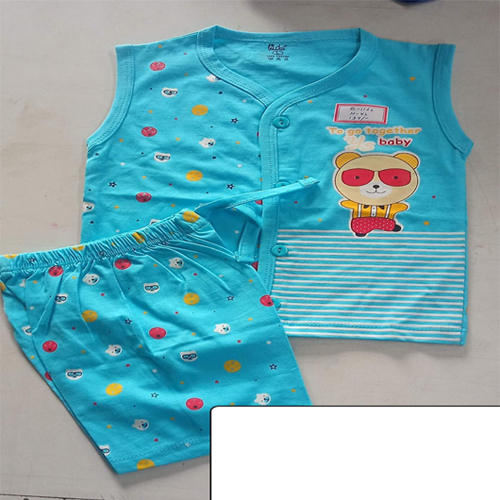 Sl-116L Printed New Born Baby Dress Set - Color: Blue