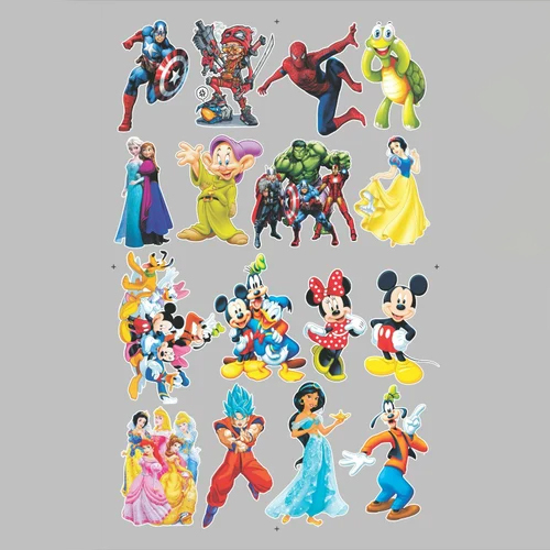 Cartoon Character T Shirt Sticker - Color: Multicolor