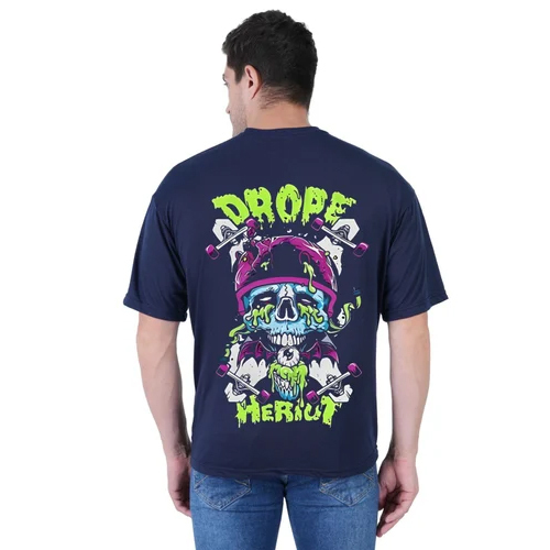 Round Neck Customize Printed T Shirts - Color: Blue